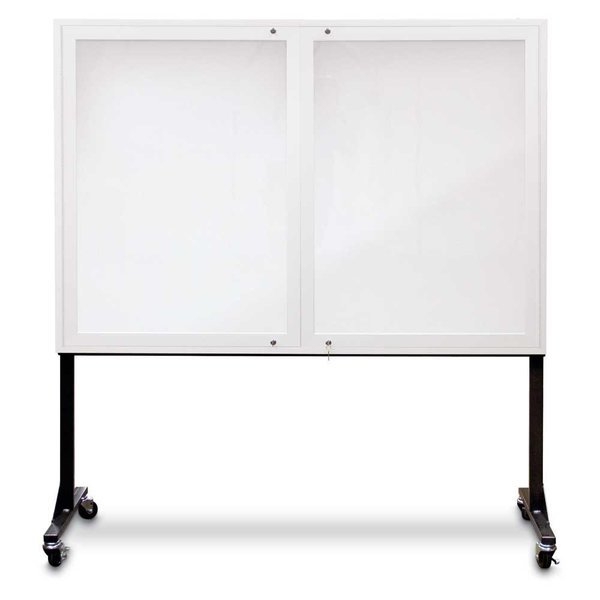 Sliding Door Indoor Enclosed Corkboard, 3, UNITED VISUAL PRODUCTS, Mfr# UV9019ACS-BRONZE-MEDGRY